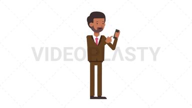 Indian Corporate Man Using Phone Happy Stock Animation