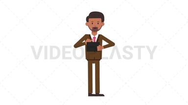 Indian Corporate Man Using Tablet Happy Stock Animation