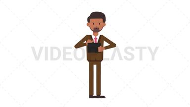 Indian Corporate Man Using Tablet Sad Stock Animation