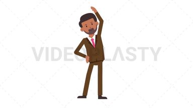 Indian Corporate Man Warmup Exercise Stock Animation