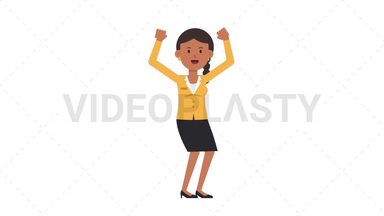 Indian Corporate Woman Cheer Stock Animation