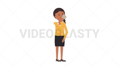Indian Corporate Woman Drinking Coffee Stock Animation