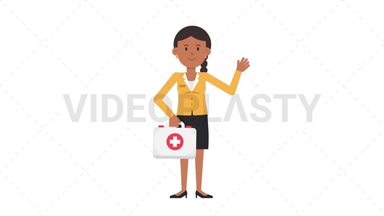 Indian Corporate Woman Holding First Aid Kit Stock Animation