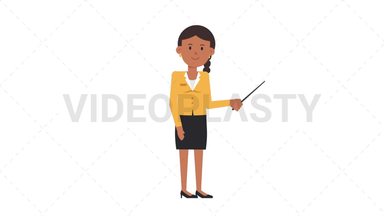 Indian Corporate Woman Holding Pointer Stick Stock Animation