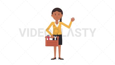 Indian Corporate Woman Holding Toolbox Stock Animation