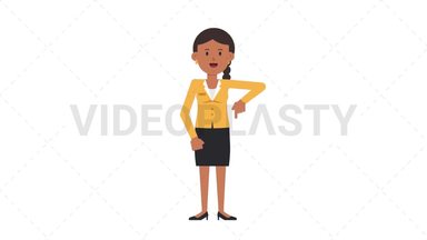 Indian Corporate Woman Pointing Below Stock Animation