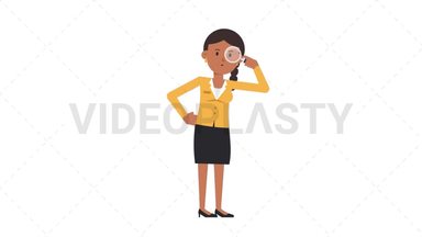 Indian Corporate Woman Searching with a Magnifying Glass Stock Animation