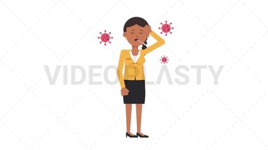 Indian Corporate Woman Sick with Covid Stock Animation