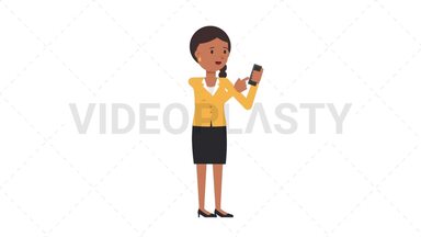 Indian Corporate Woman Using Phone Happy Stock Animation