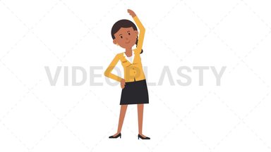 Indian Corporate Woman Warmup Exercise Stock Animation