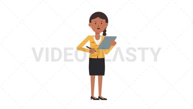 Indian Corporate Woman Writing on Clipboard Stock Animation