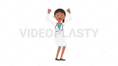 Indian Female Doctor Cheer Stock Animation