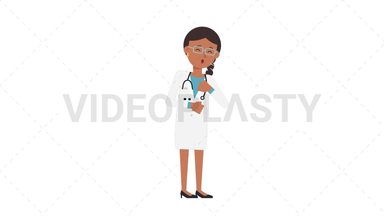 Indian Female Doctor Coughing Stock Animation