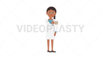 Indian Female Doctor Drinking Coffee Stock Animation