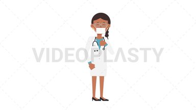 Indian Female Doctor Face Mask Coughing Stock Animation