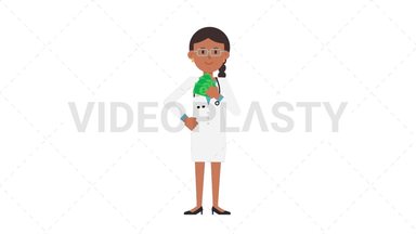 Indian Female Doctor Holding Cash Stock Animation