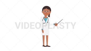 Indian Female Doctor Holding Pointer Stick Stock Animation