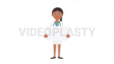 Indian Female Doctor Holding Poster Stock Animation