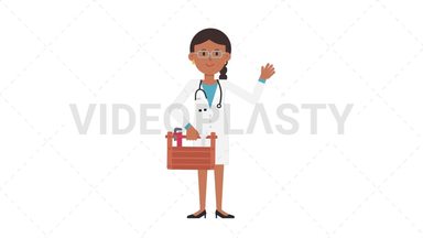 Indian Female Doctor Holding Toolbox Stock Animation