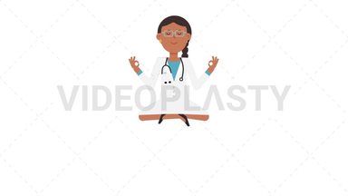 Indian Female Doctor Meditating Stock Animation