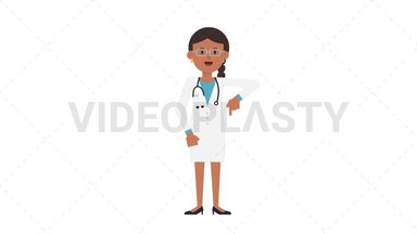 Indian Female Doctor Pointing Below Stock Animation