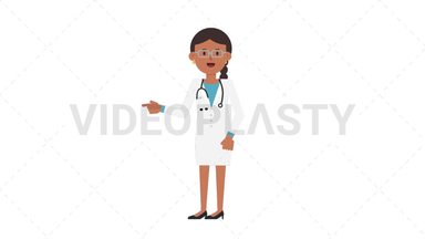 Indian Female Doctor Pointing Left Stock Animation