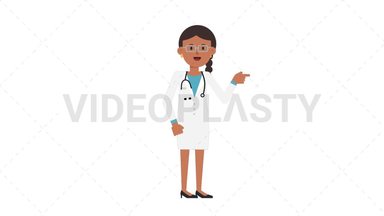 Indian Female Doctor Pointing Right Stock Animation