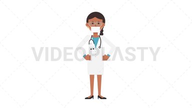 Indian Female Doctor Putting on Face Mask Stock Animation