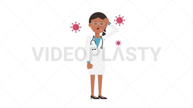 Indian Female Doctor Sick with Covid Stock Animation