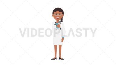 Indian Female Doctor Talking on Microphone Stock Animation