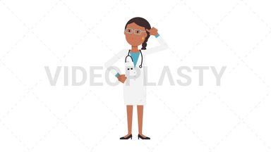 Indian Female Doctor Thinking Stock Animation