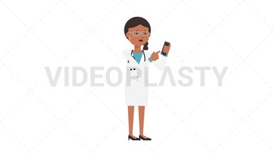 Indian Female Doctor Using Phone Stock Animation