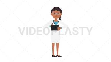 Indian Female Doctor Using Tablet Sad Stock Animation