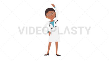 Indian Female Doctor Warmup Exercise Stock Animation