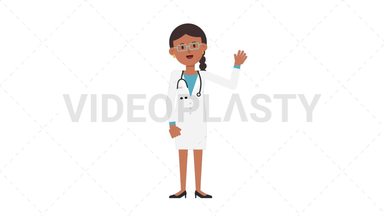 Indian Female Doctor Waving Stock Animation