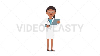 Indian Female Doctor Writing on Clipboard Stock Animation