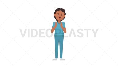 Indian Female Nurse Clapping Stock Animation
