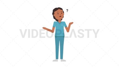 Indian Female Nurse Confused Stock Animation