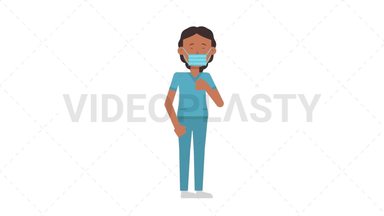 Indian Female Nurse Face Mask Coughing Stock Animation