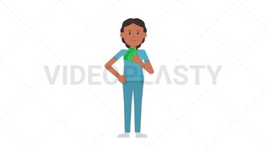Indian Female Nurse Holding Cash Stock Animation