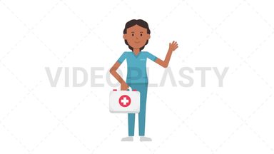 Indian Female Nurse Holding First Aid Kit Stock Animation