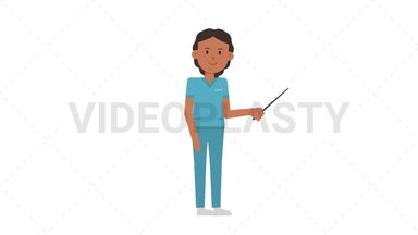 Indian Female Nurse Holding Pointer Stick Stock Animation
