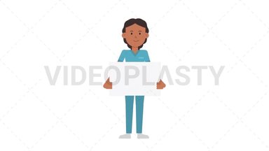 Indian Female Nurse Holding Poster Stock Animation