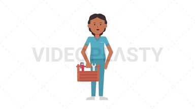 Indian Female Nurse Holding Toolbox Stock Animation