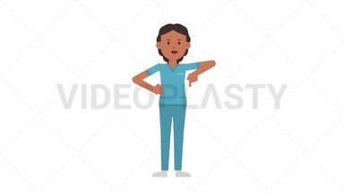 Indian Female Nurse Pointing Below Stock Animation