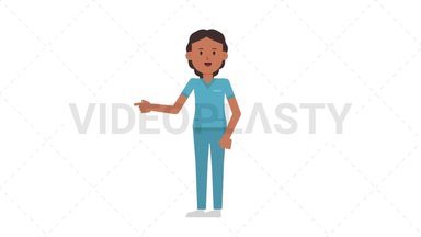 Indian Female Nurse Pointing Left Stock Animation