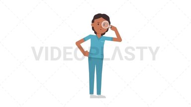 Indian Female Nurse Searching with a Magnifying Glass Stock Animation