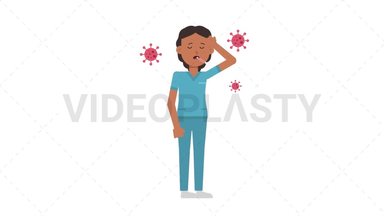 Indian Female Nurse Sick with Covid Stock Animation