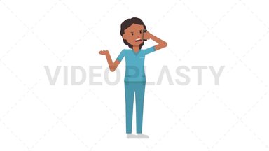 Indian Female Nurse Talking on the Phone Angry Stock Animation