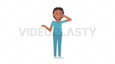 Indian Female Nurse Talking on the Phone Happy Stock Animation